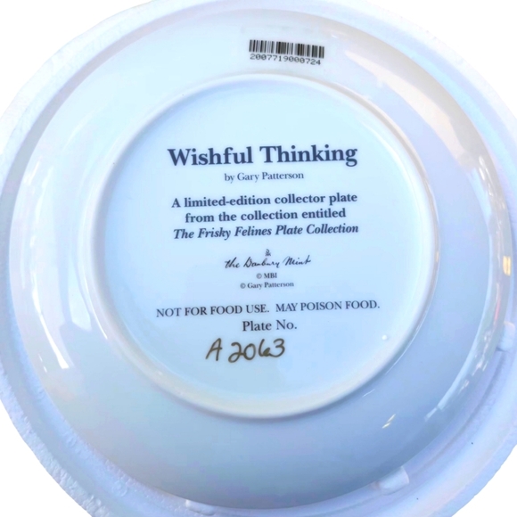 Gary Patterson Danbury Mint COMICAL CATS Collectors Plate "Wishful Thinking" - Picture 2 of 2